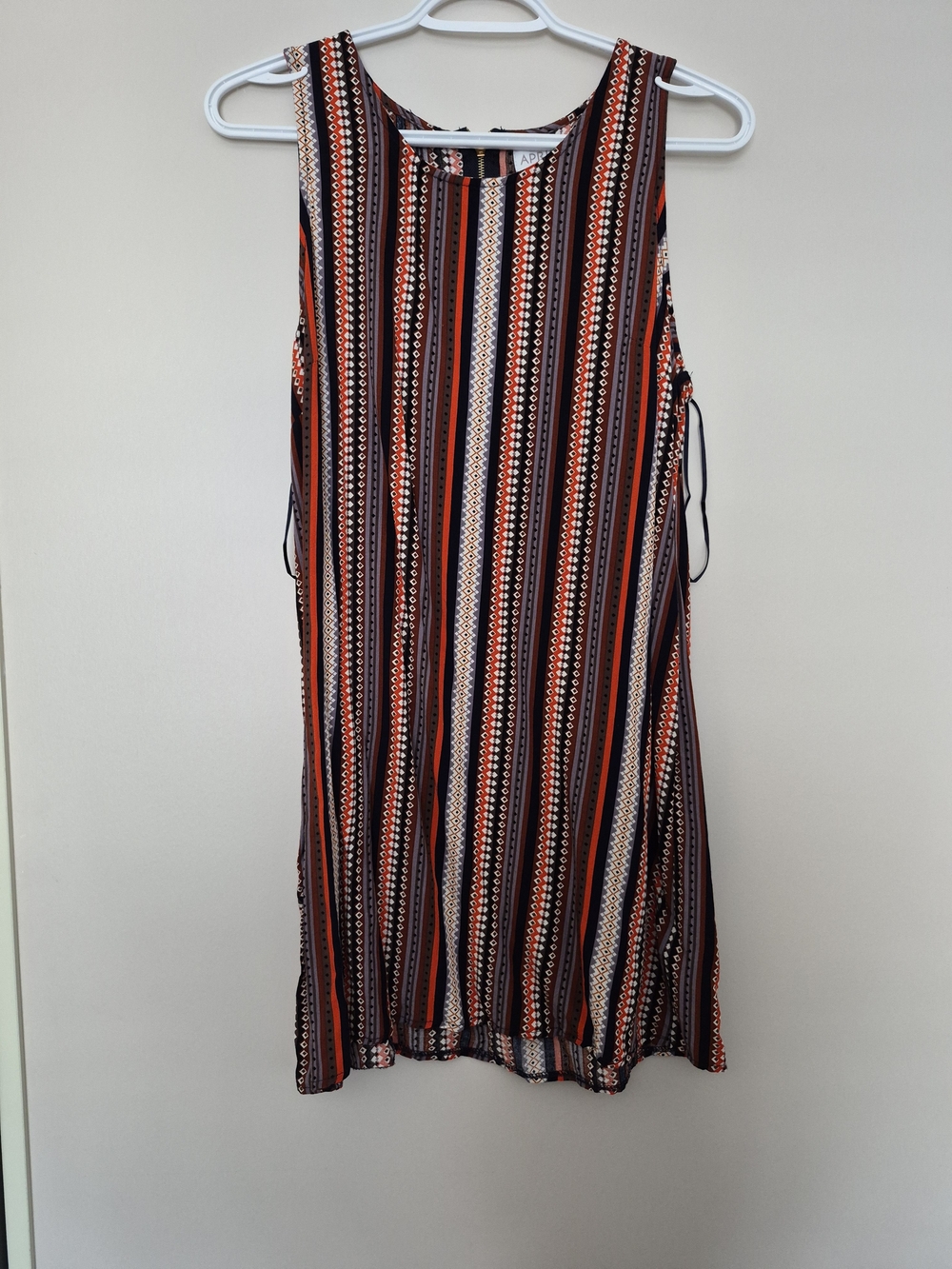 APRICOT Sleeveless Striped Midi Dress - Rust, Black, White